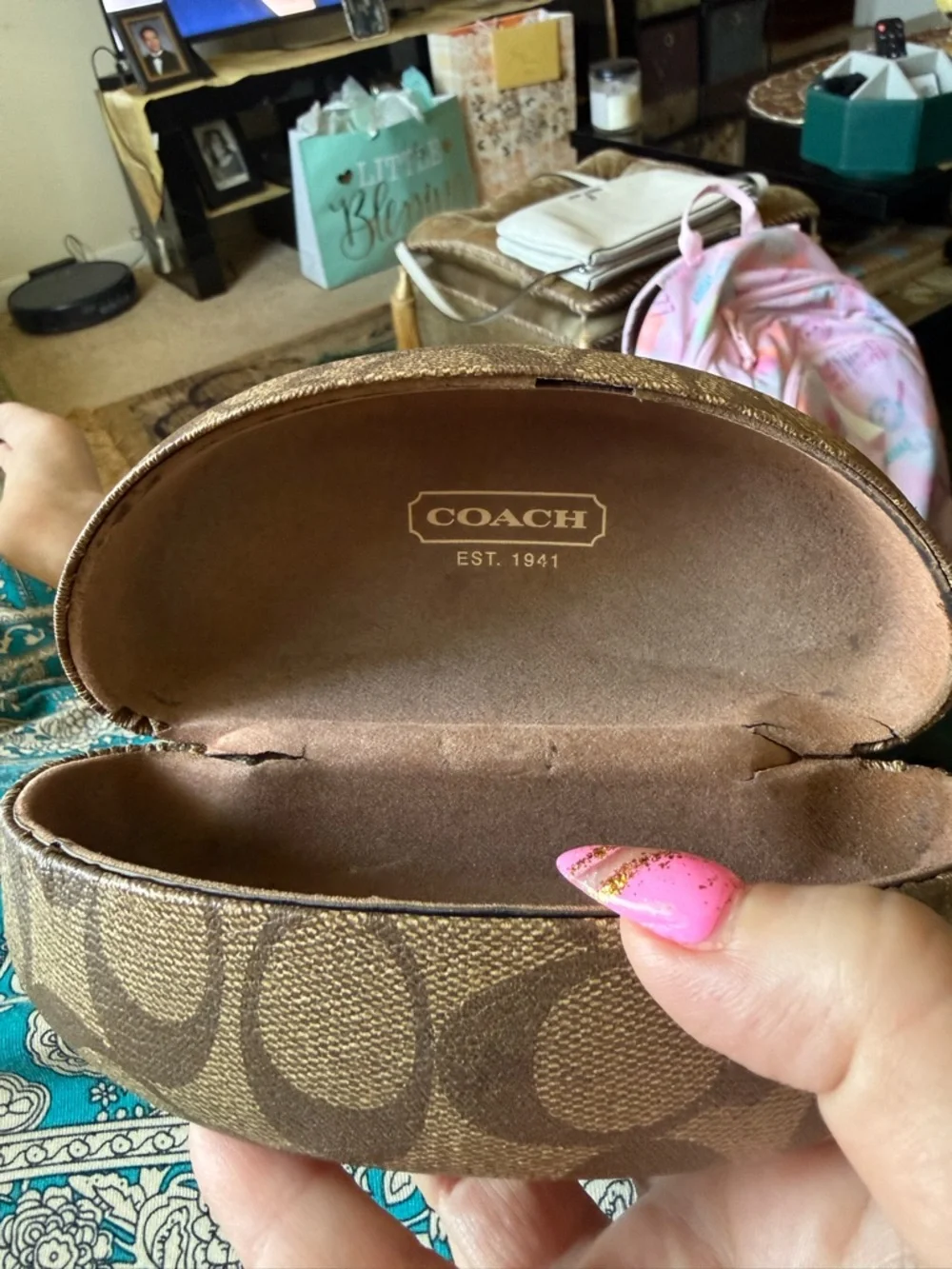 Coach Brown Patterned Sunglasses with Dark Lenses - Picture 10 of 10